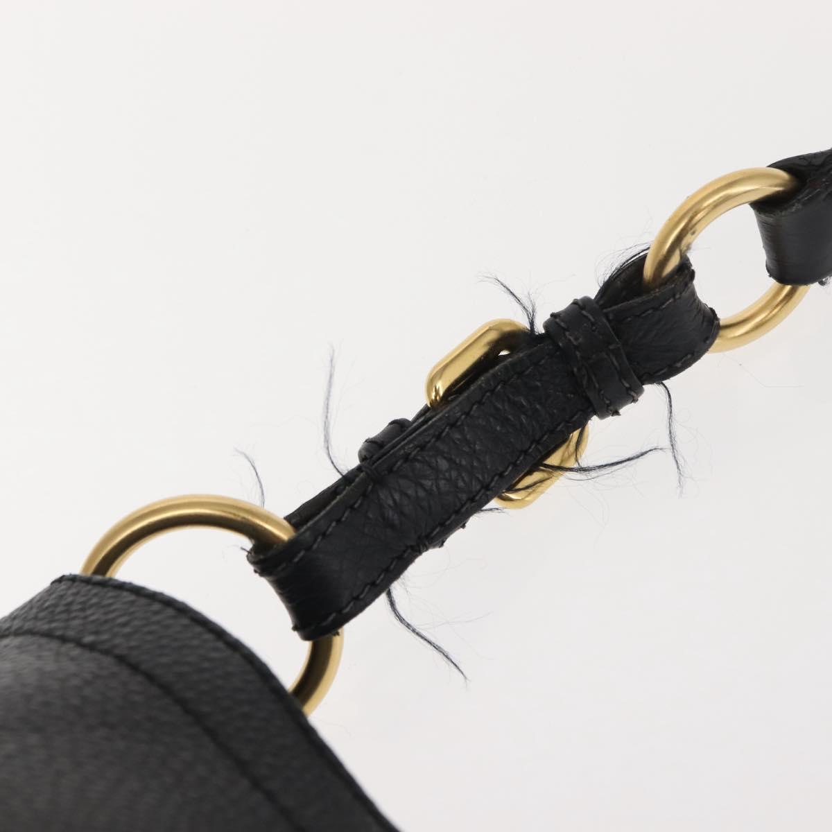 PRADA Shoulder Bag Leather Black Gold Auth 149362