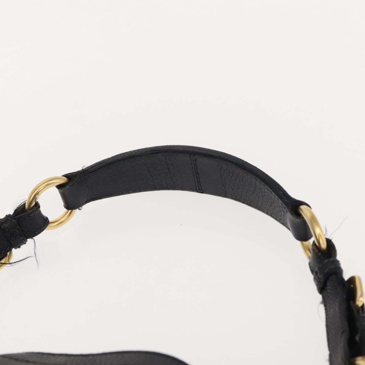 PRADA Shoulder Bag Leather Black Gold Auth 149362