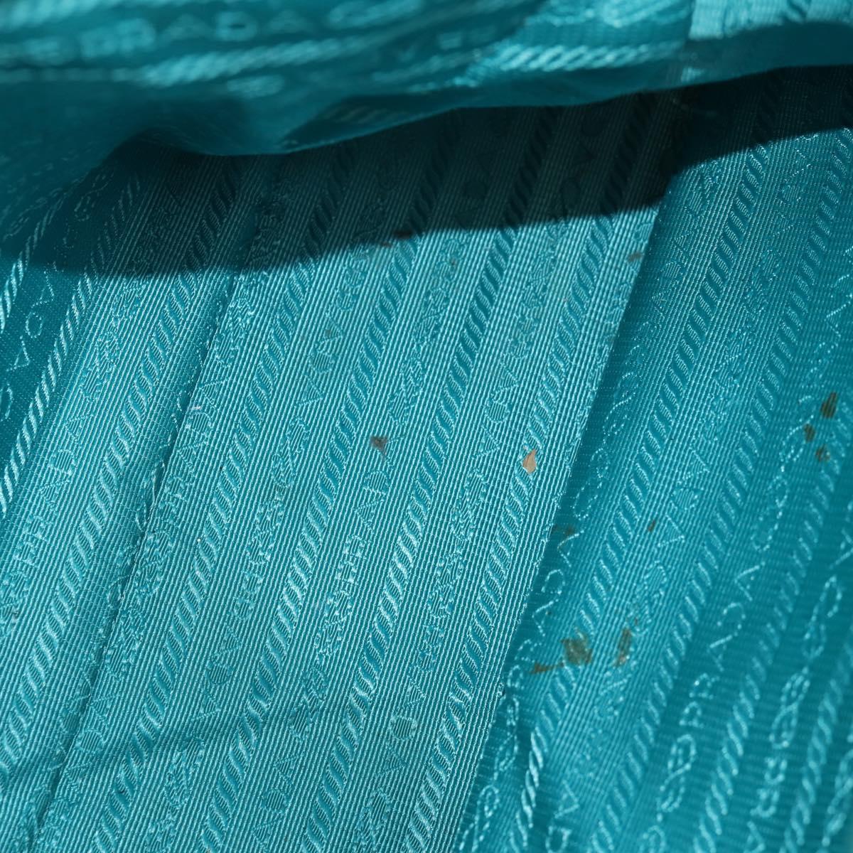 PRADA Hand Bag Leather 2way Gold Emerald Green Auth 149365