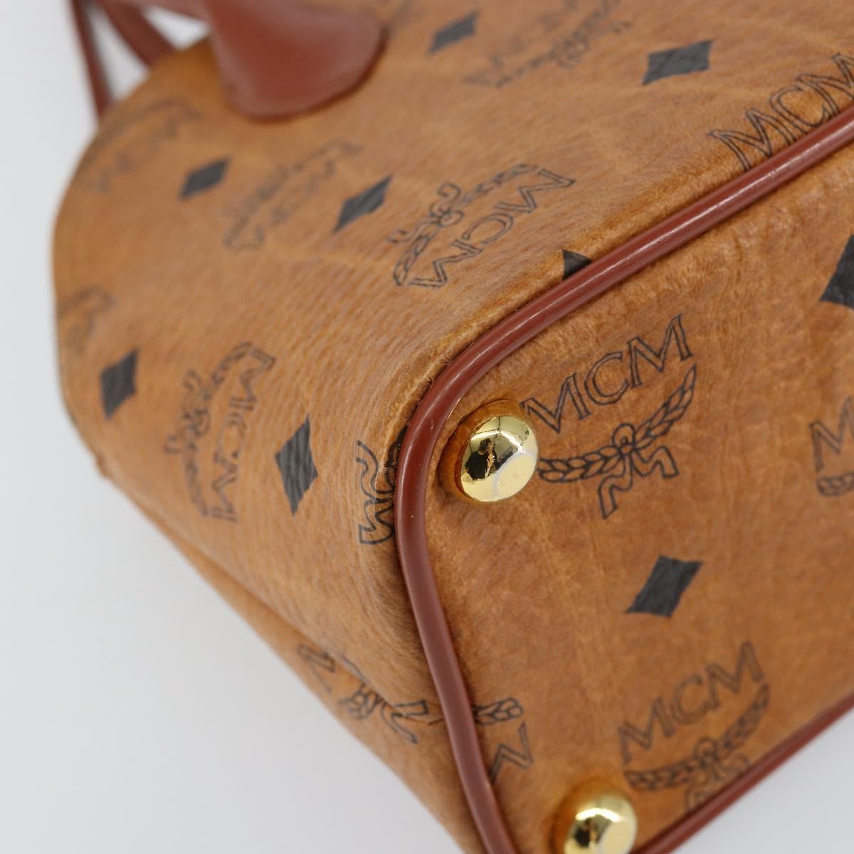 MCM Logogram Vicetos Hand Bag PVC Leather 2way Brown Gold Auth 149366