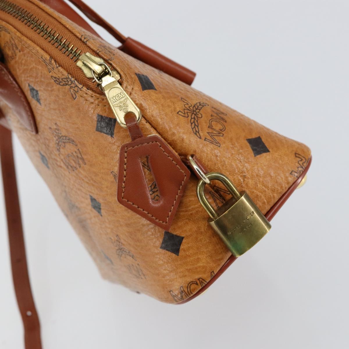 MCM Logogram Vicetos Hand Bag PVC Leather 2way Brown Gold Auth 149366