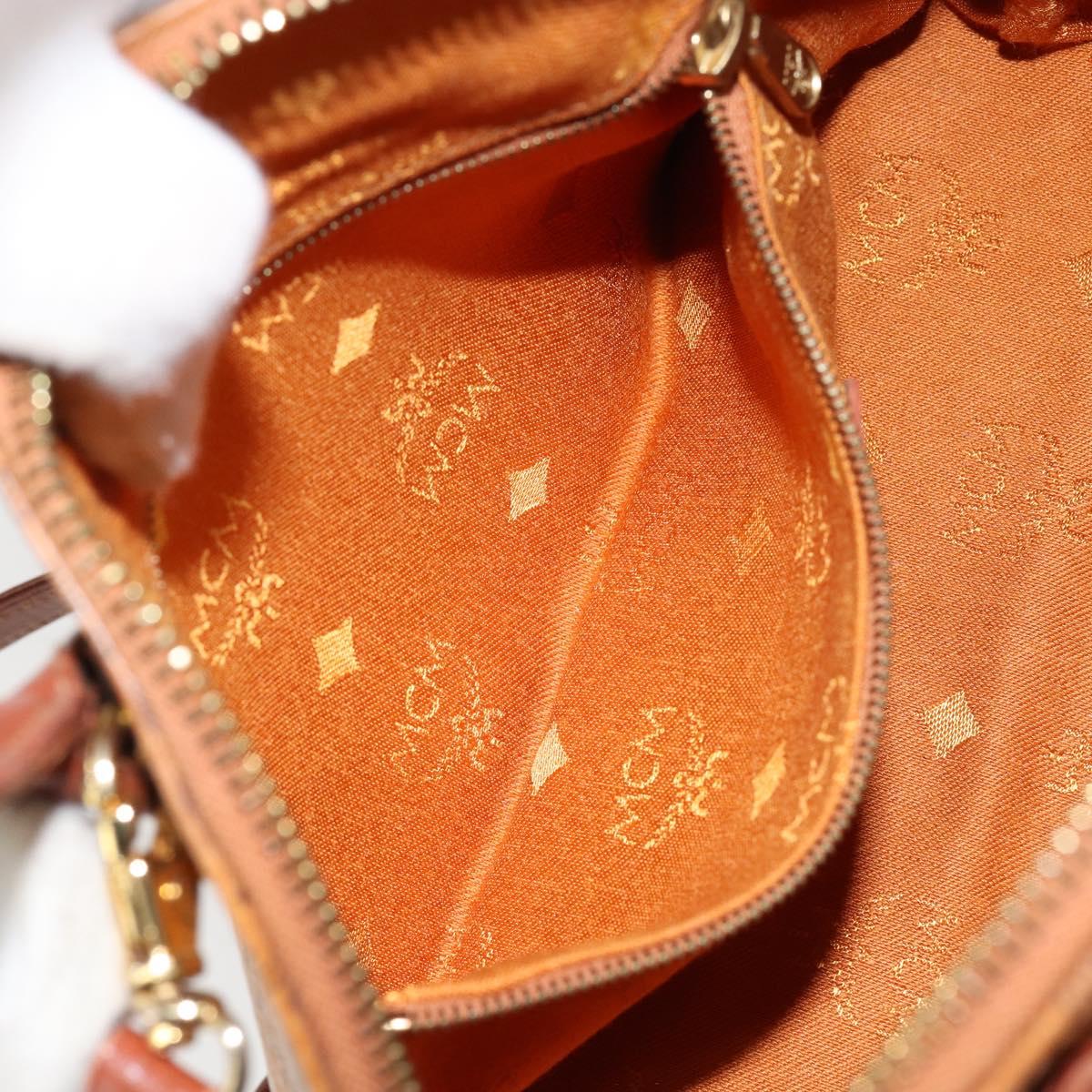 MCM Logogram Vicetos Hand Bag PVC Leather 2way Brown Gold Auth 149366