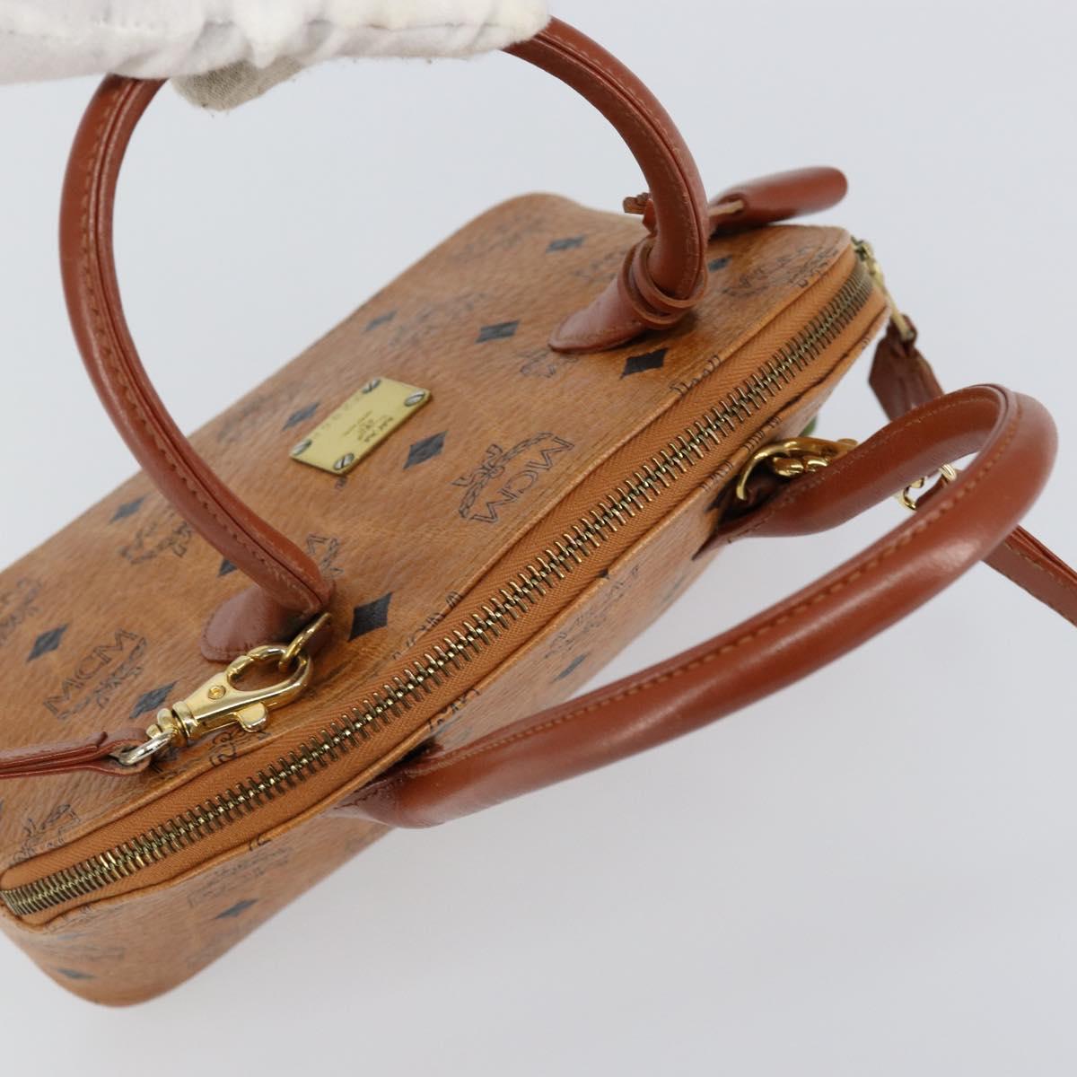 MCM Logogram Vicetos Hand Bag PVC Leather 2way Brown Gold Auth 149366