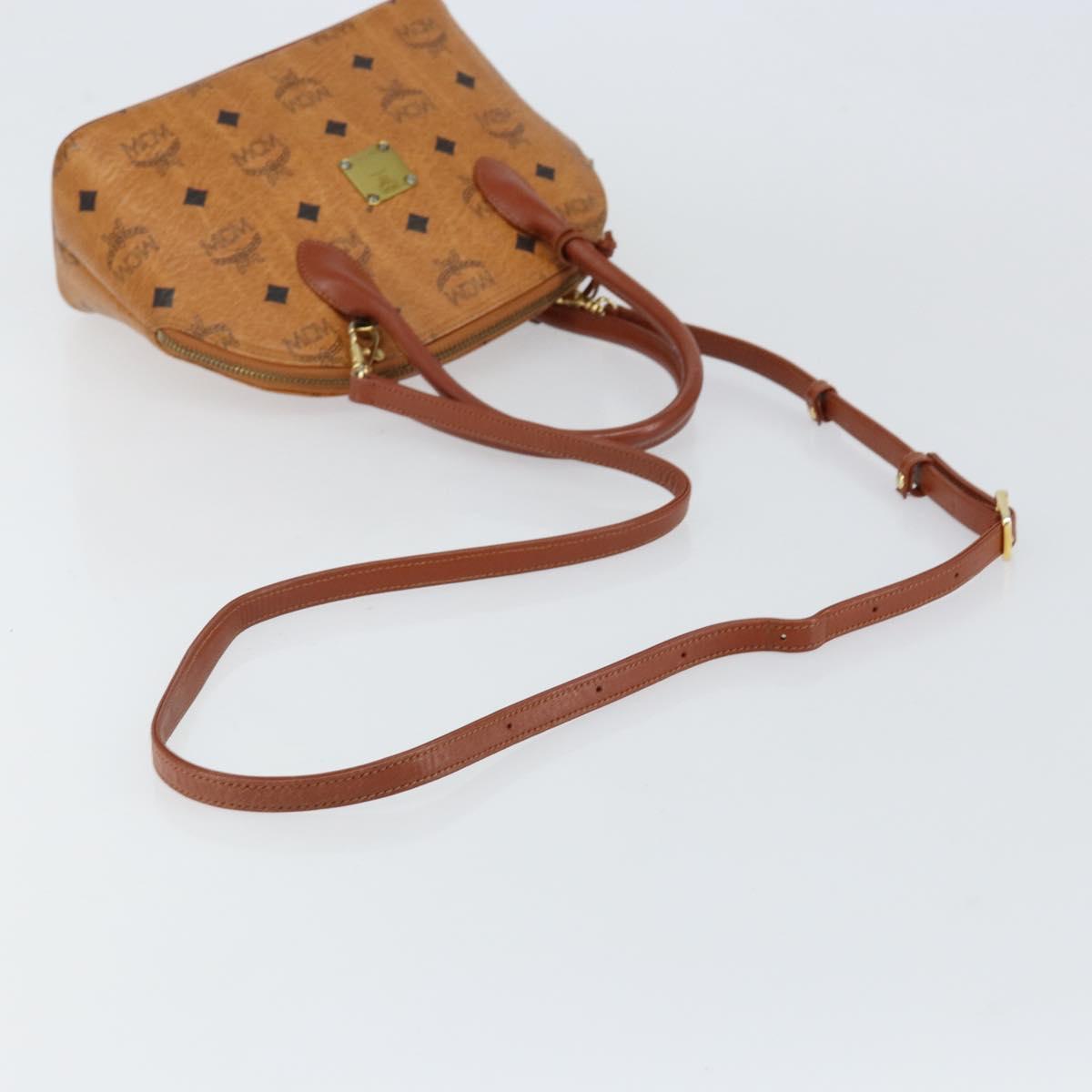 MCM Logogram Vicetos Hand Bag PVC Leather 2way Brown Gold Auth 149366