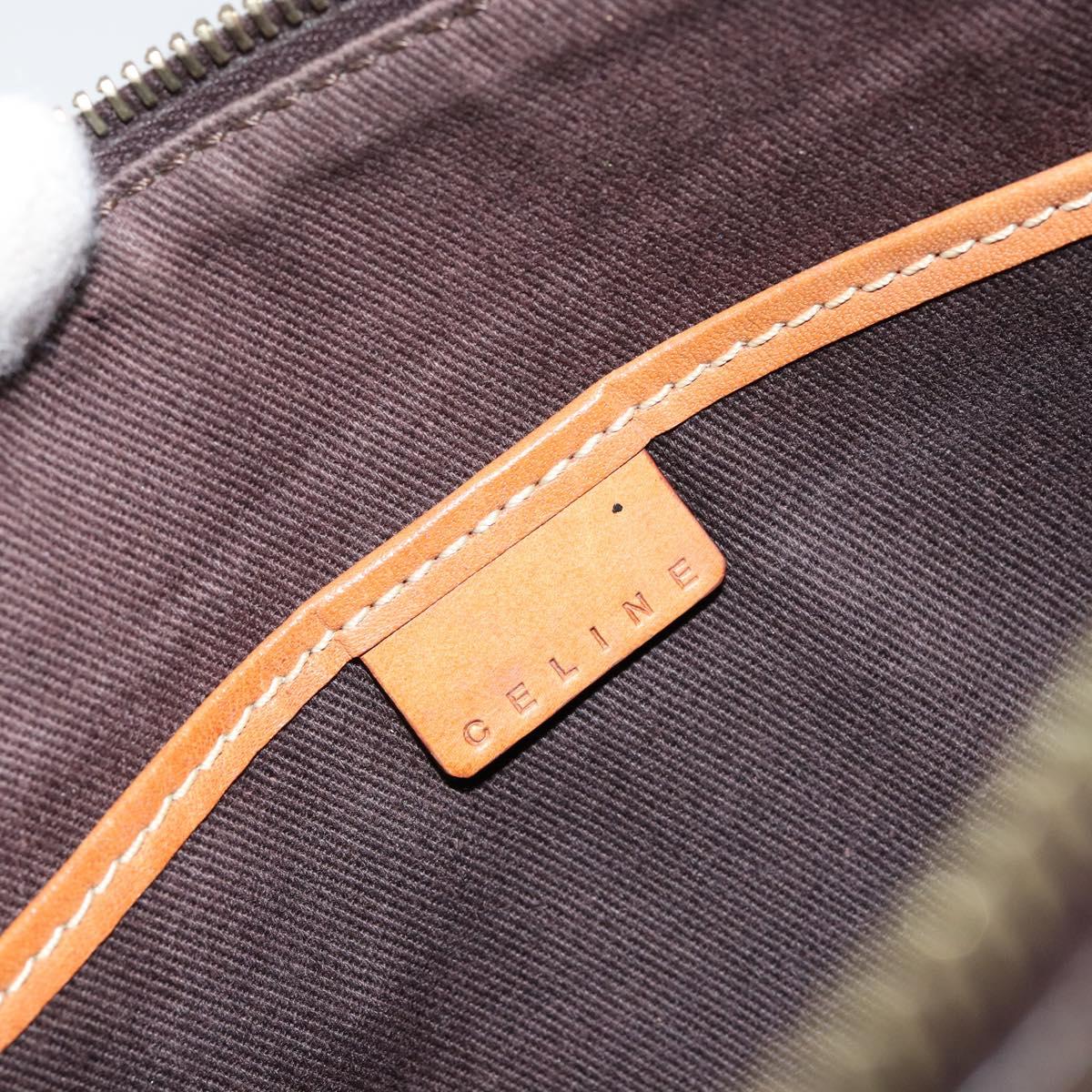 CELINE Macadam Canvas Shoulder Bag PVC Leather Brown Gold Auth 149367