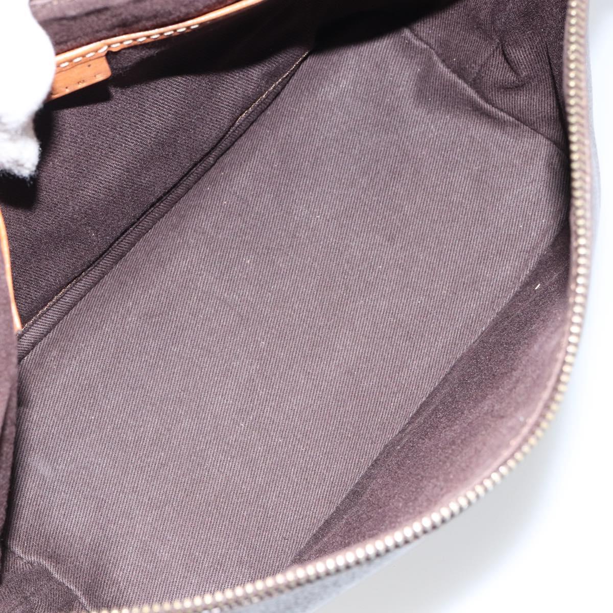 CELINE Macadam Canvas Shoulder Bag PVC Leather Brown Gold Auth 149367