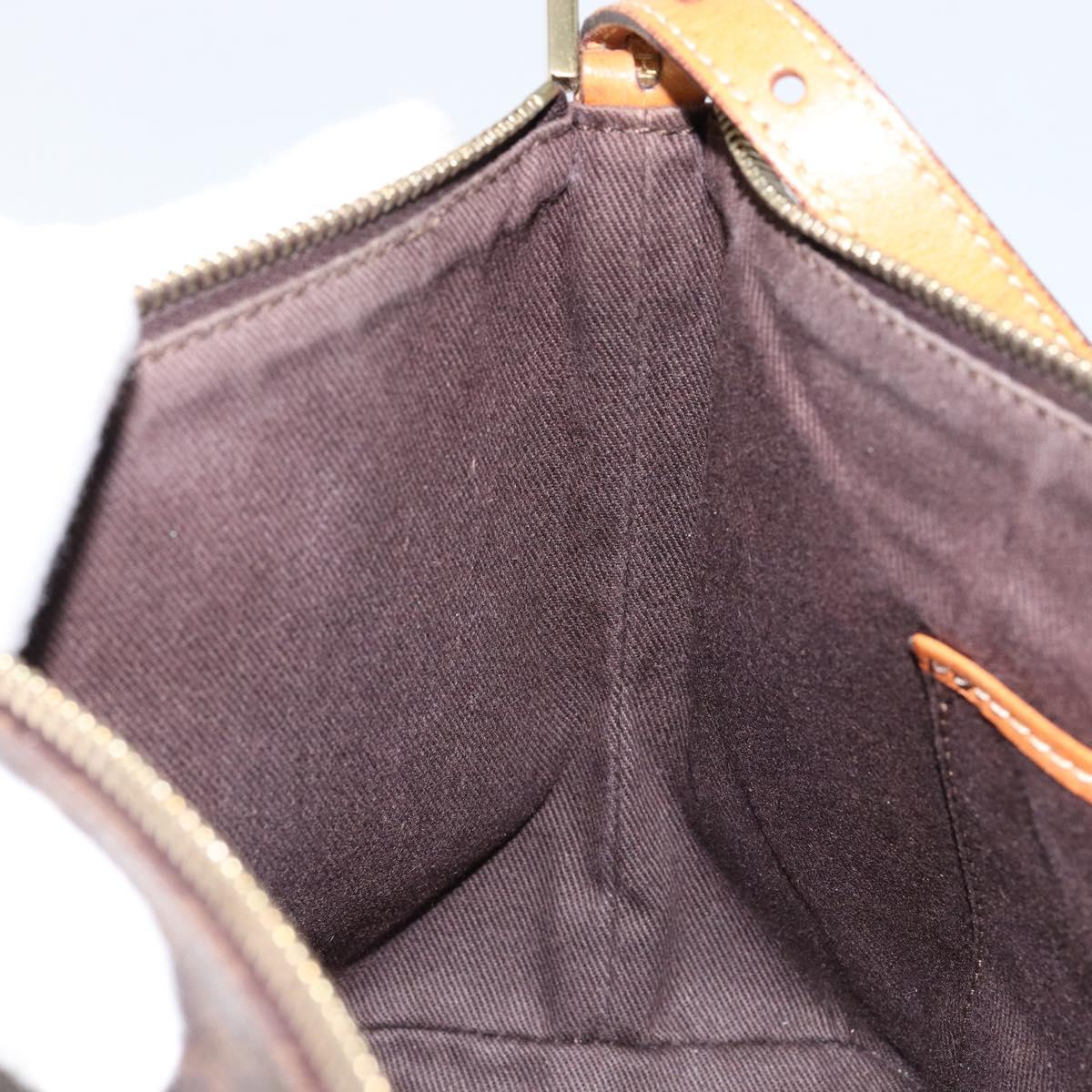 CELINE Macadam Canvas Shoulder Bag PVC Leather Brown Gold Auth 149367