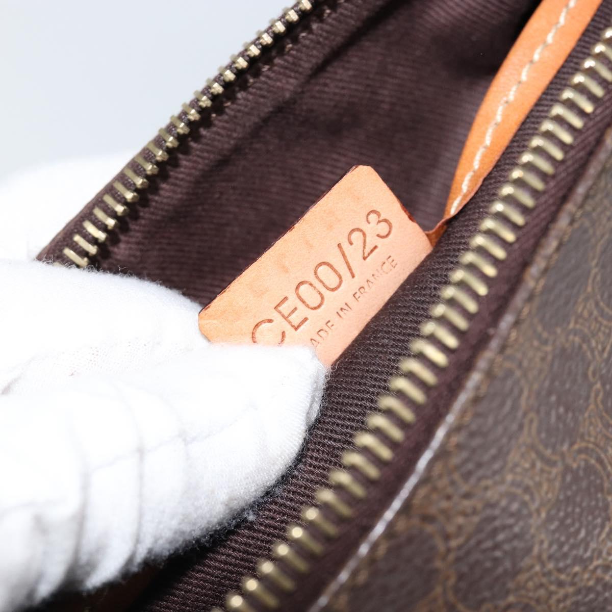 CELINE Macadam Canvas Shoulder Bag PVC Leather Brown Gold Auth 149367