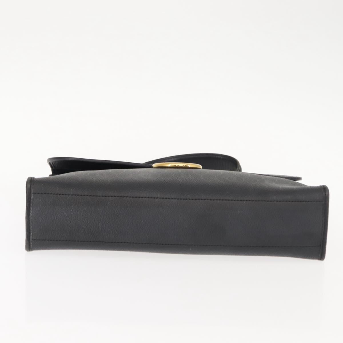 Christian Dior Honeycomb Canvas Hand Bag PVC 2way Black Gold Auth 149368