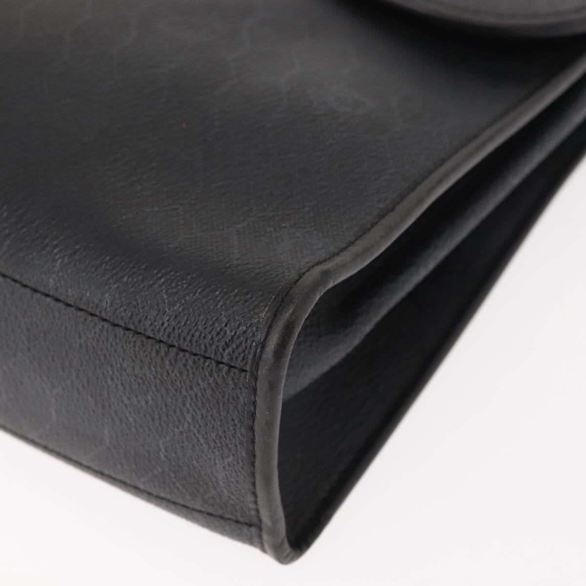 Christian Dior Honeycomb Canvas Hand Bag PVC 2way Black Gold Auth 149368