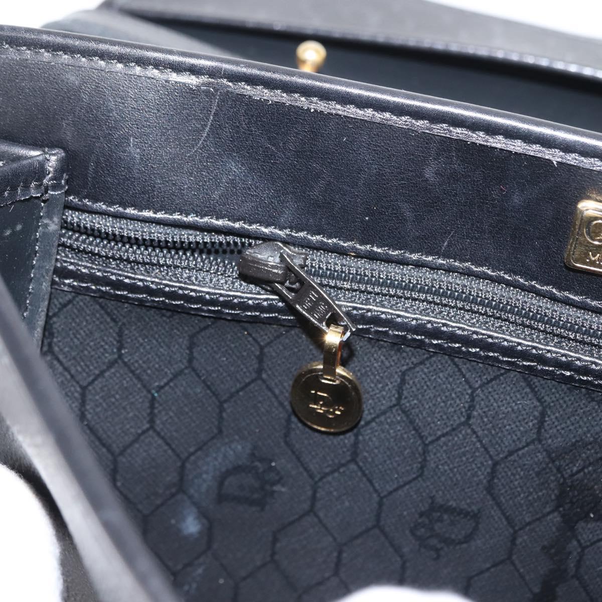 Christian Dior Honeycomb Canvas Hand Bag PVC 2way Black Gold Auth 149368