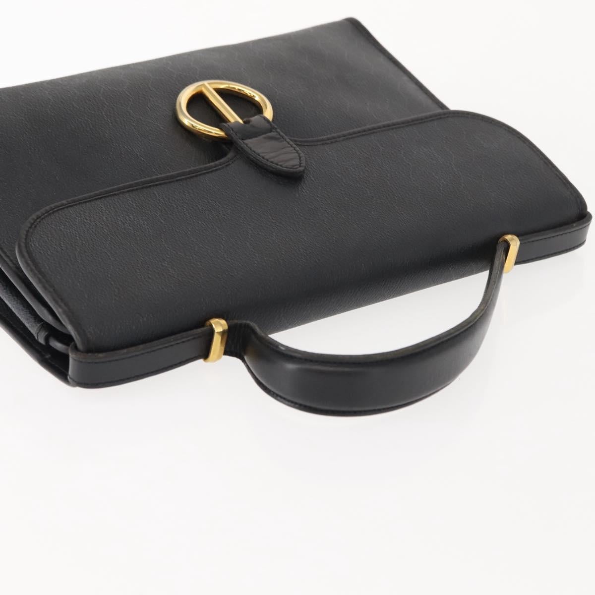 Christian Dior Honeycomb Canvas Hand Bag PVC 2way Black Gold Auth 149368