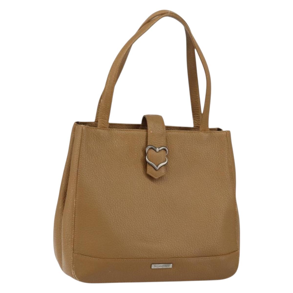 SAINT LAURENT Hand Bag Leather Brown Auth 149374