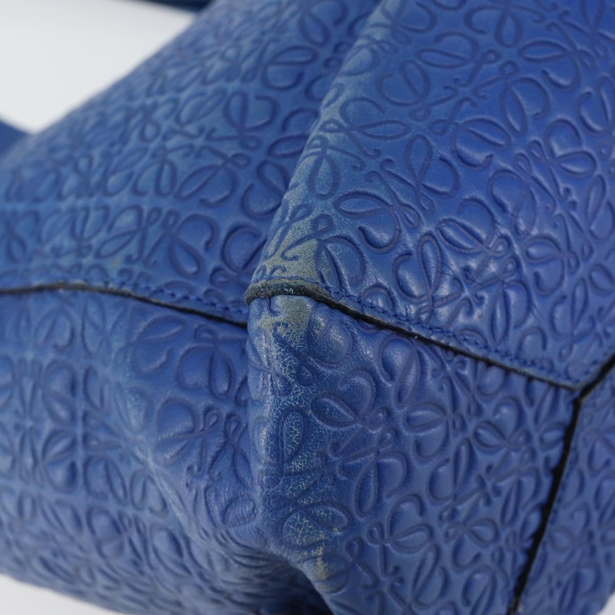 LOEWE Anagram Tote Bag Leather Blue Auth 149375