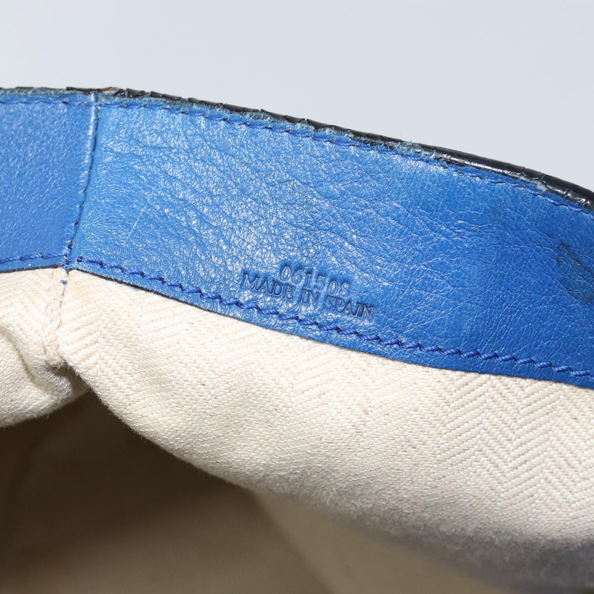 LOEWE Anagram Tote Bag Leather Blue Auth 149375