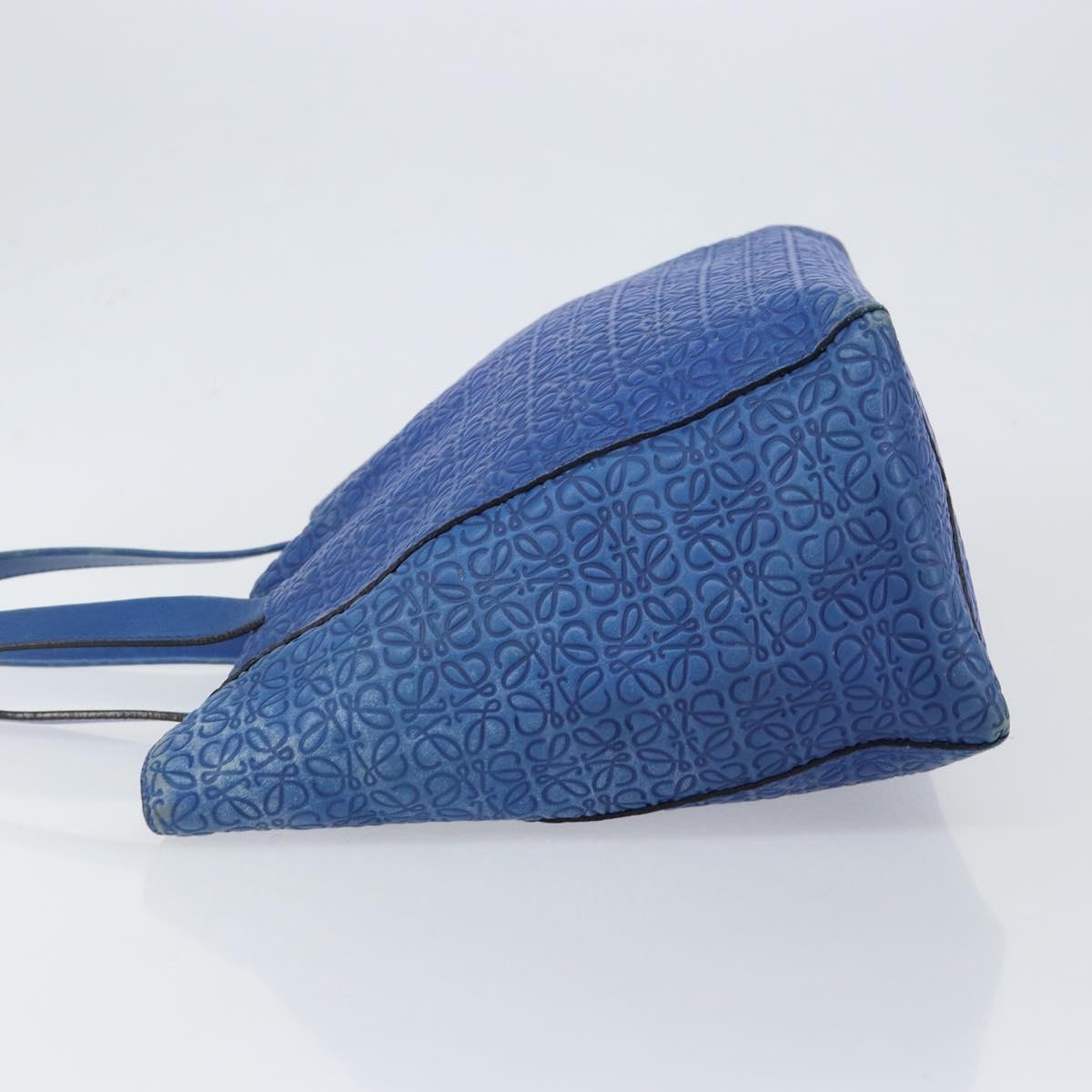 LOEWE Anagram Tote Bag Leather Blue Auth 149375