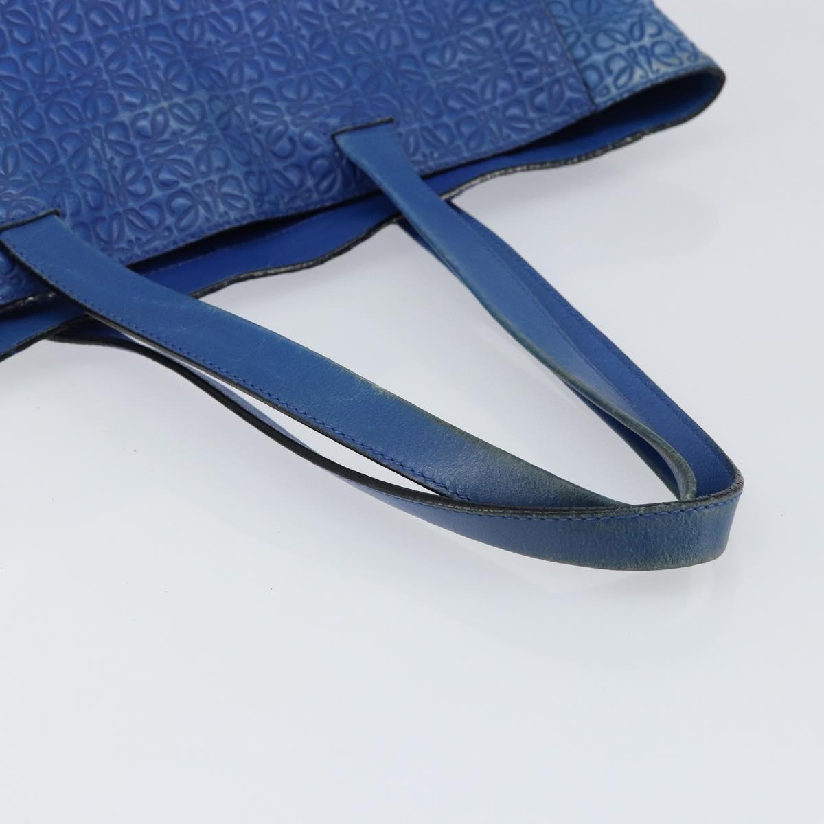 LOEWE Anagram Tote Bag Leather Blue Auth 149375