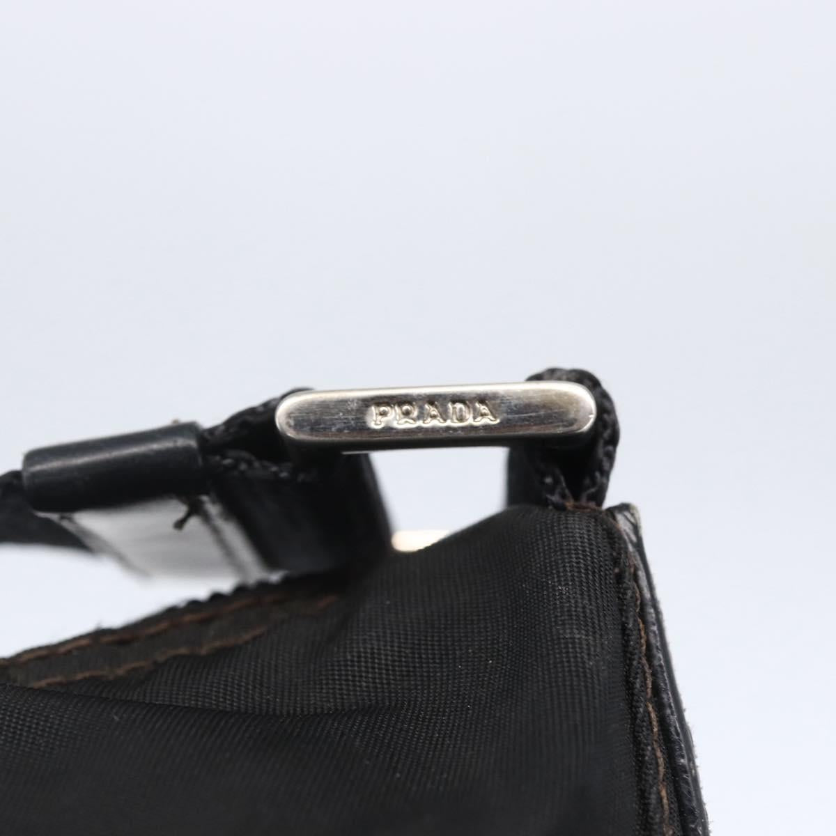 PRADA Shoulder Bag Nylon Black Silver Auth 149378