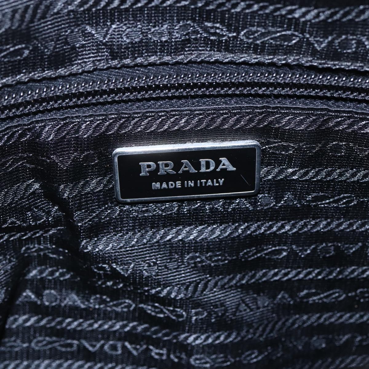 PRADA Shoulder Bag Nylon Black Silver Auth 149378