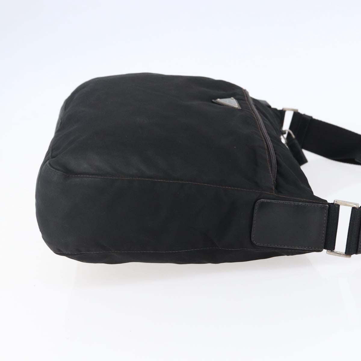 PRADA Shoulder Bag Nylon Black Silver Auth 149378