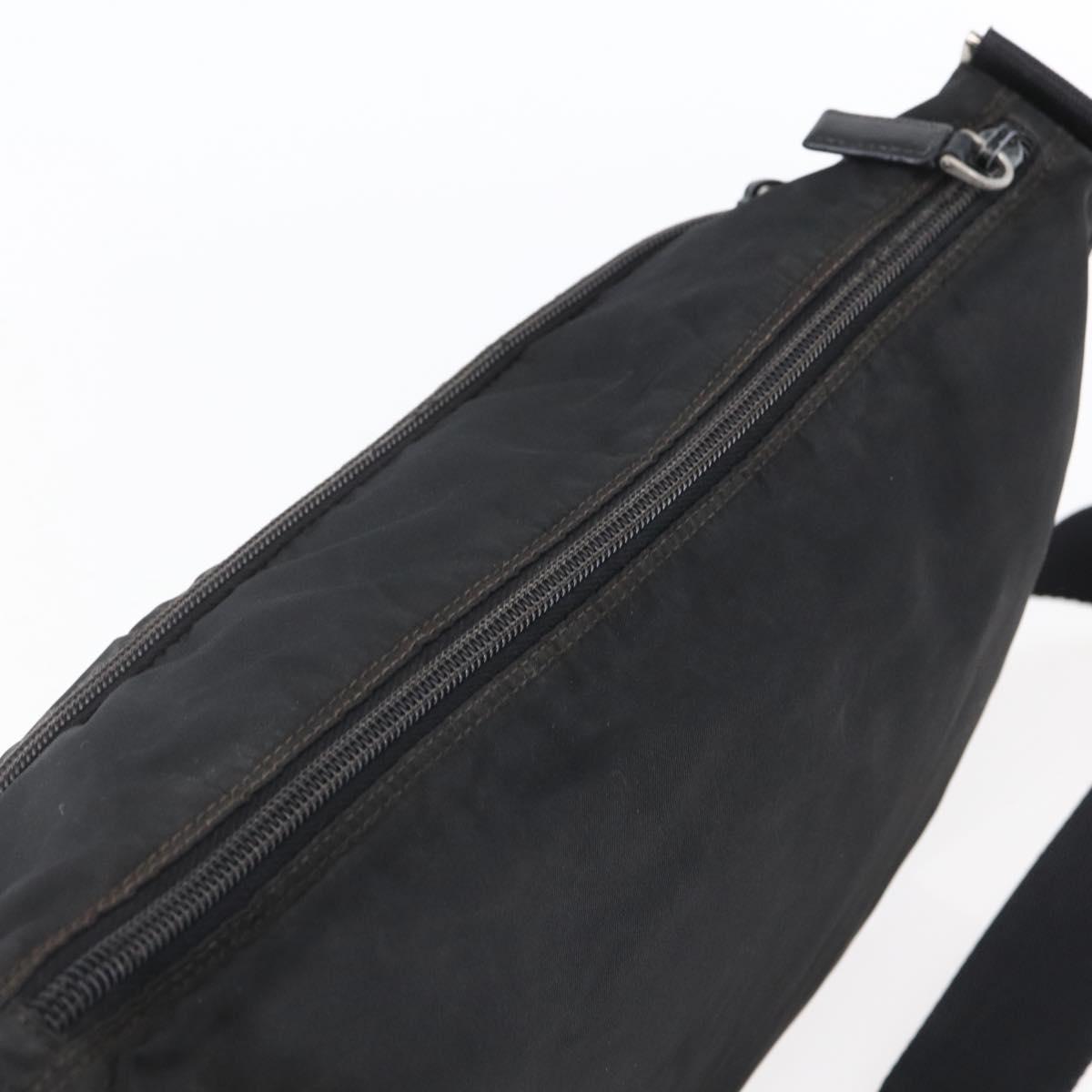 PRADA Shoulder Bag Nylon Black Silver Auth 149378
