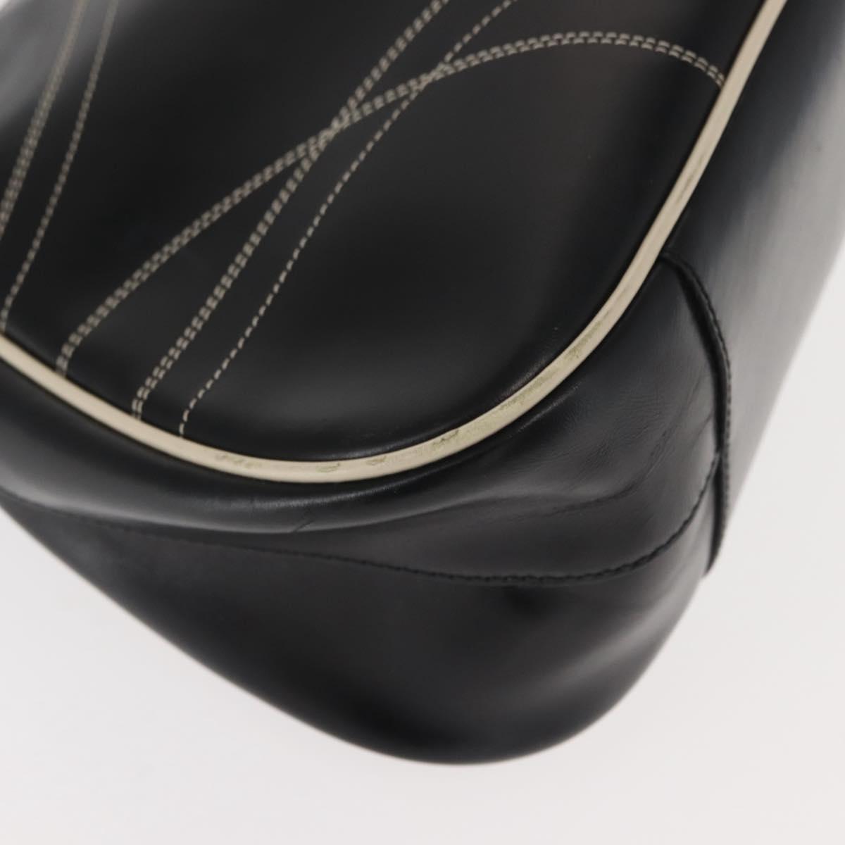 PRADA Shoulder Bag Leather Black Silver Auth 149386