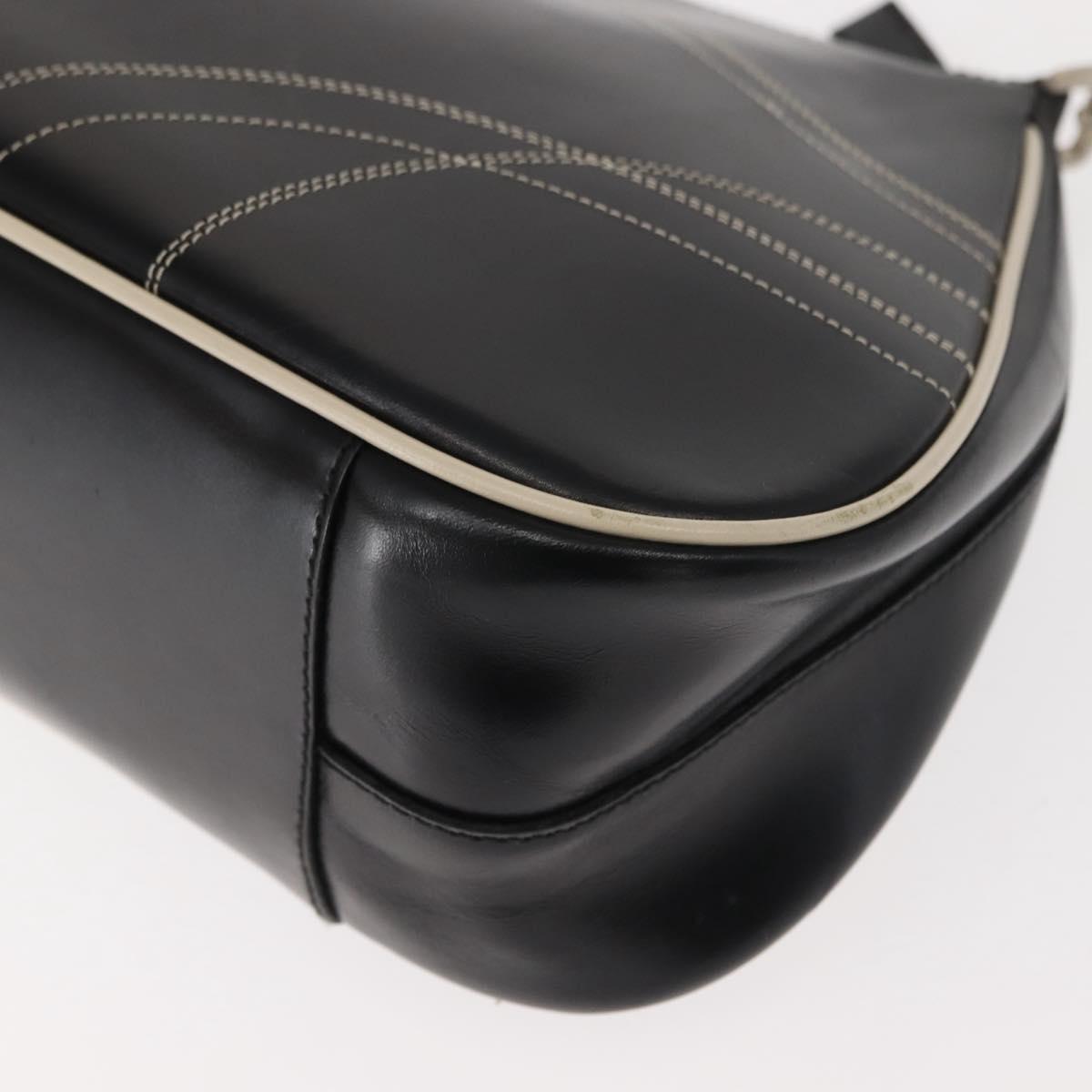 PRADA Shoulder Bag Leather Black Silver Auth 149386