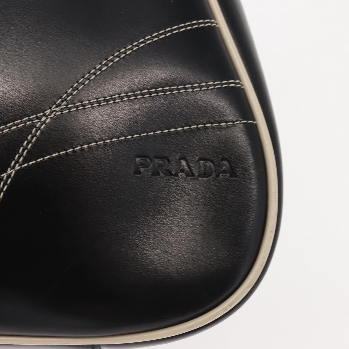 PRADA Shoulder Bag Leather Black Silver Auth 149386