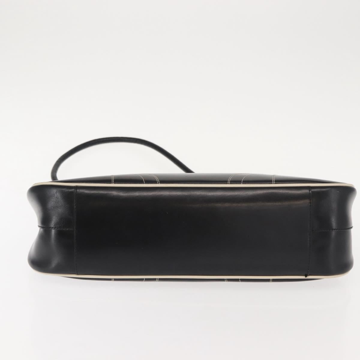 PRADA Shoulder Bag Leather Black Silver Auth 149386