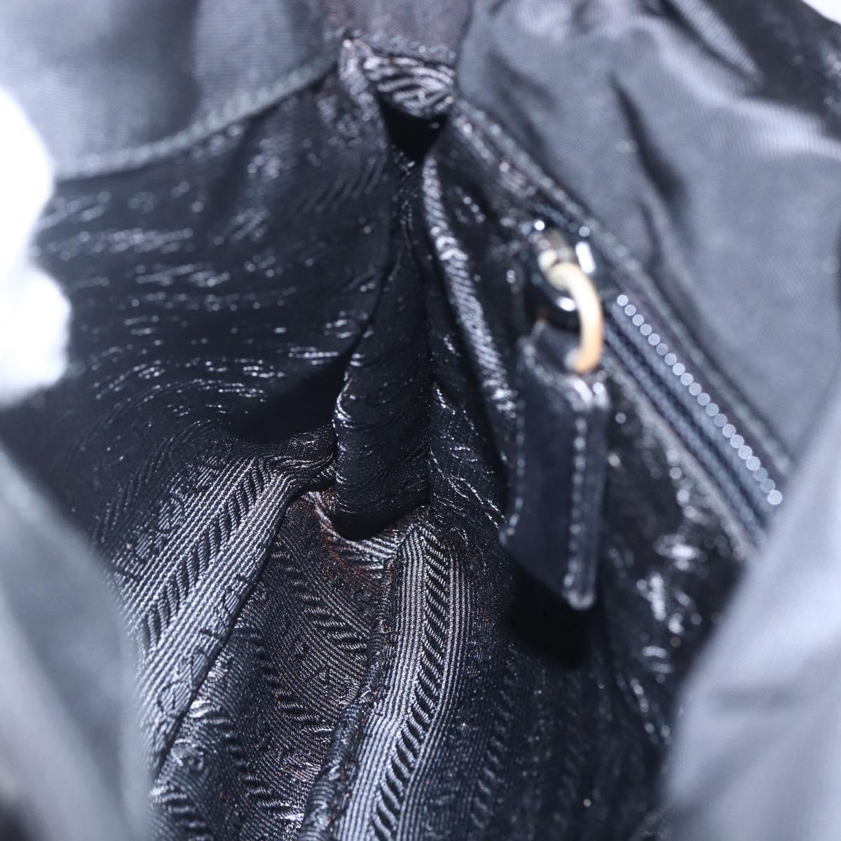 PRADA Shoulder Bag Nylon Black Silver Auth 149391