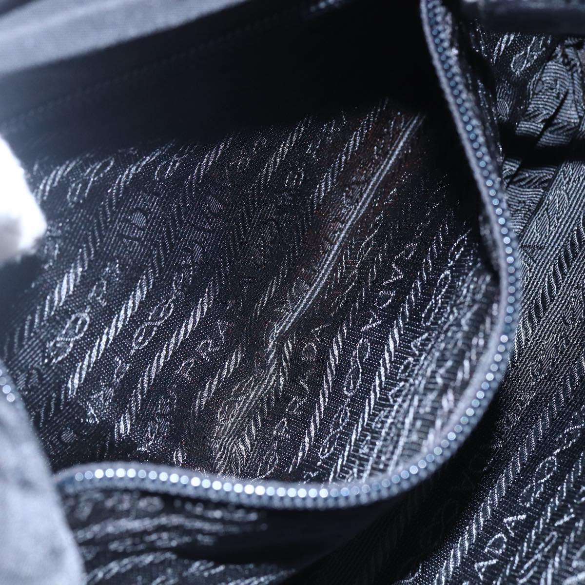 PRADA Shoulder Bag Nylon Black Silver Auth 149391