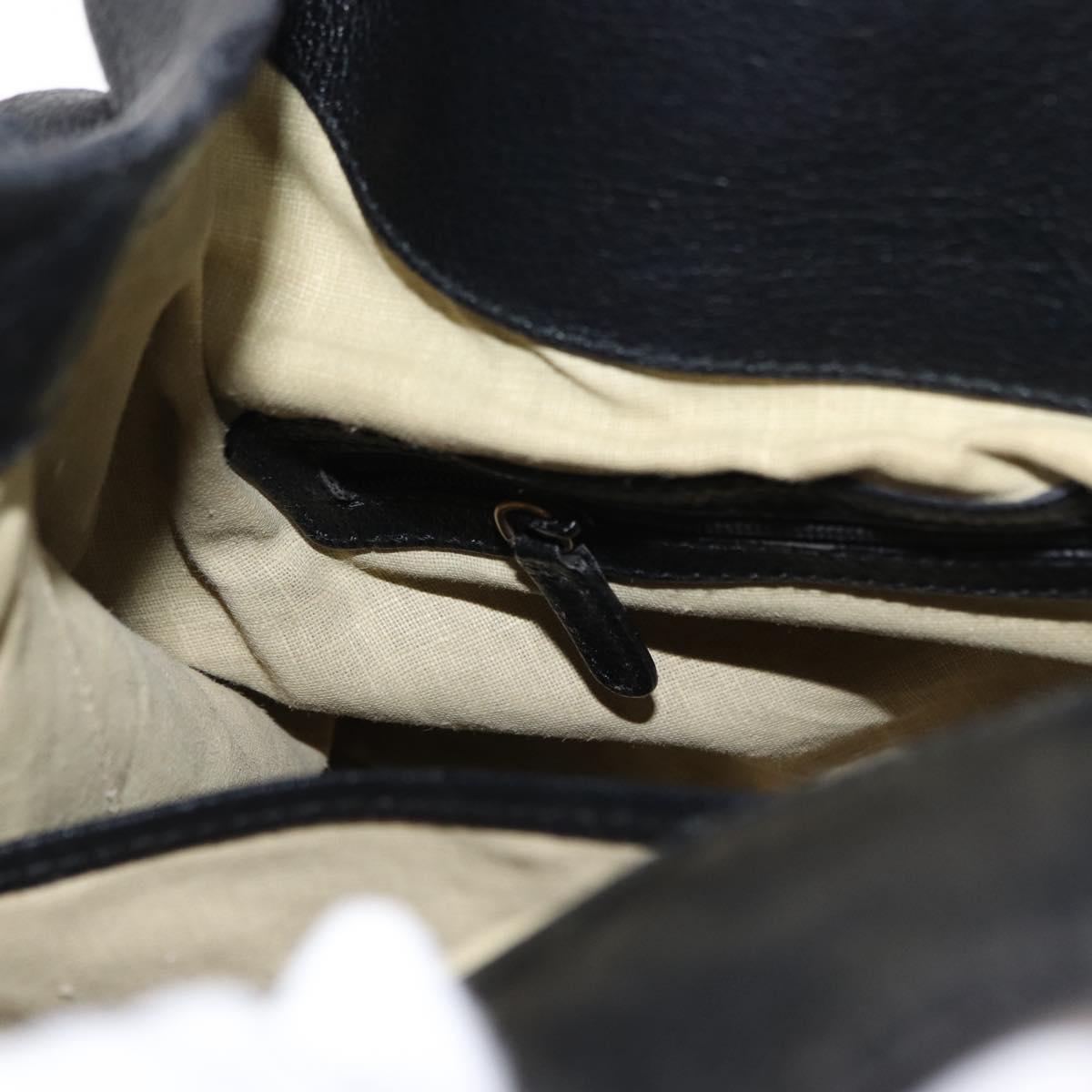 BVLGARI Chandra Hand Bag Leather Black Gold Auth 149392