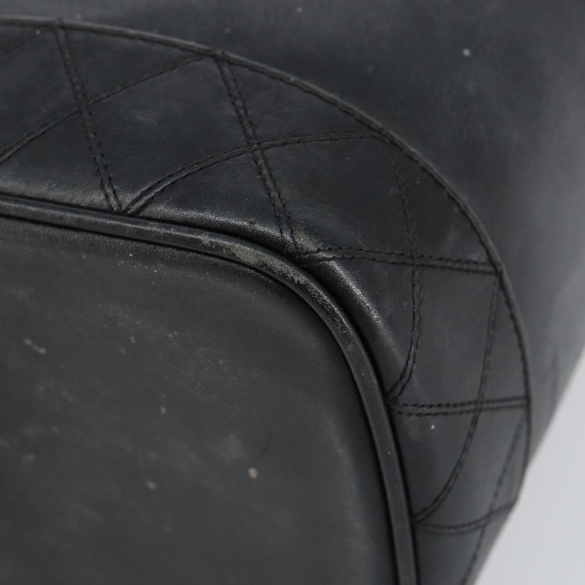 CHANEL Bicolore Vanity Bag Lamb Skin Black Gold CC Auth 149400