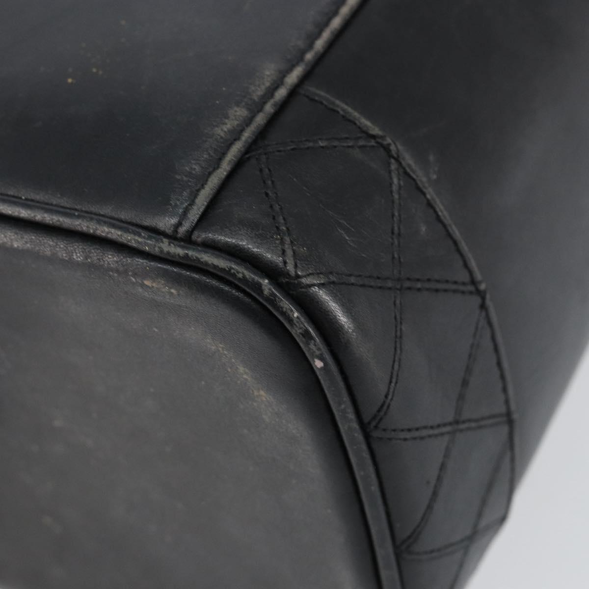 CHANEL Bicolore Vanity Bag Lamb Skin Black Gold CC Auth 149400