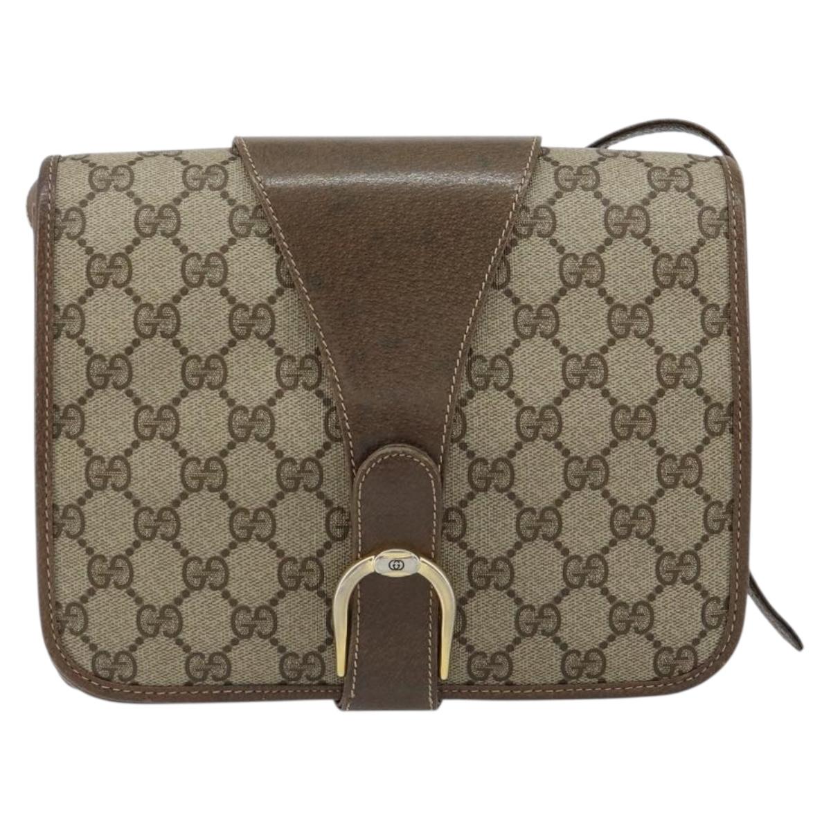 GUCCI GG Supreme Shoulder Bag PVC Beige Gold 93 02 023 Auth 149411