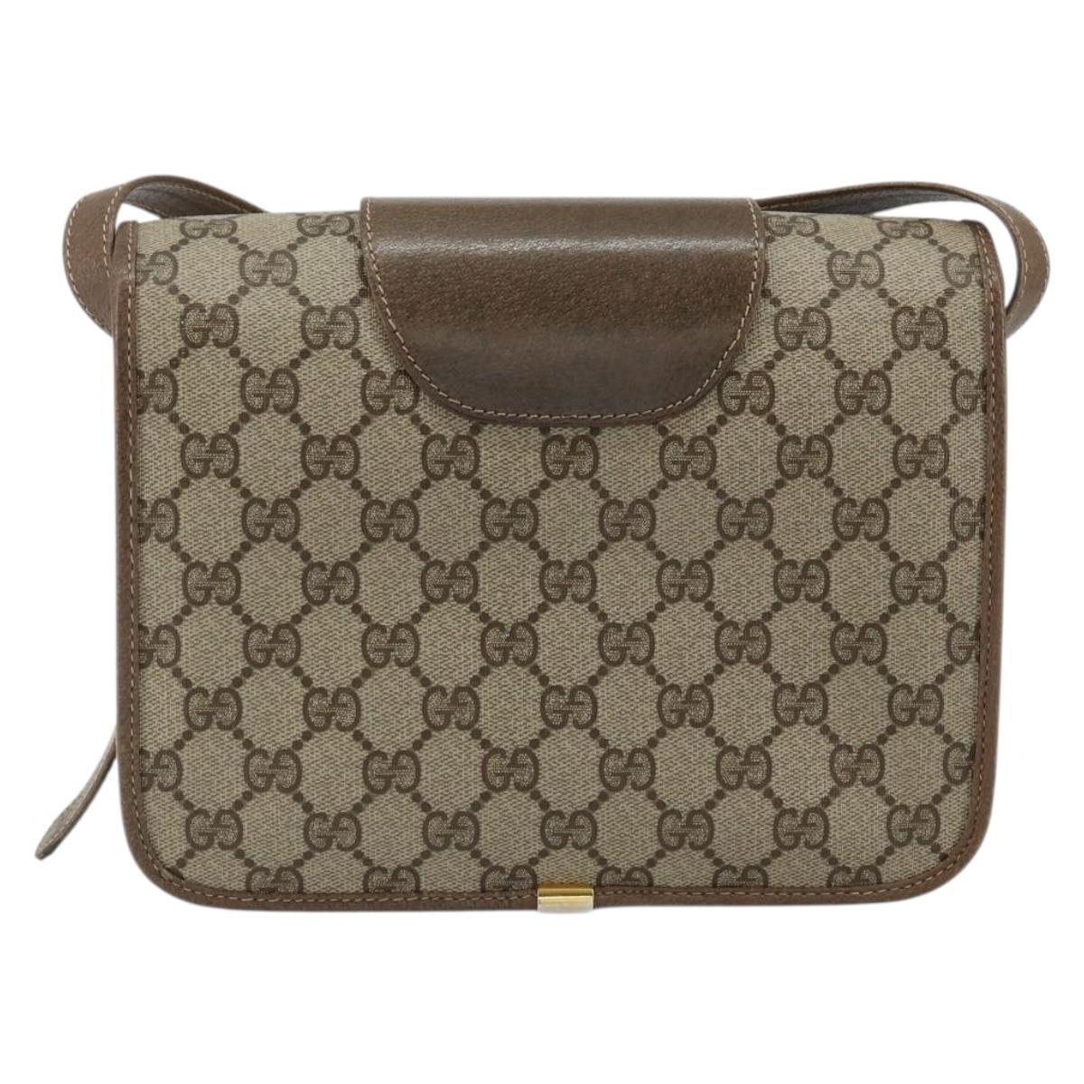 GUCCI GG Supreme Shoulder Bag PVC Beige Gold 93 02 023 Auth 149411