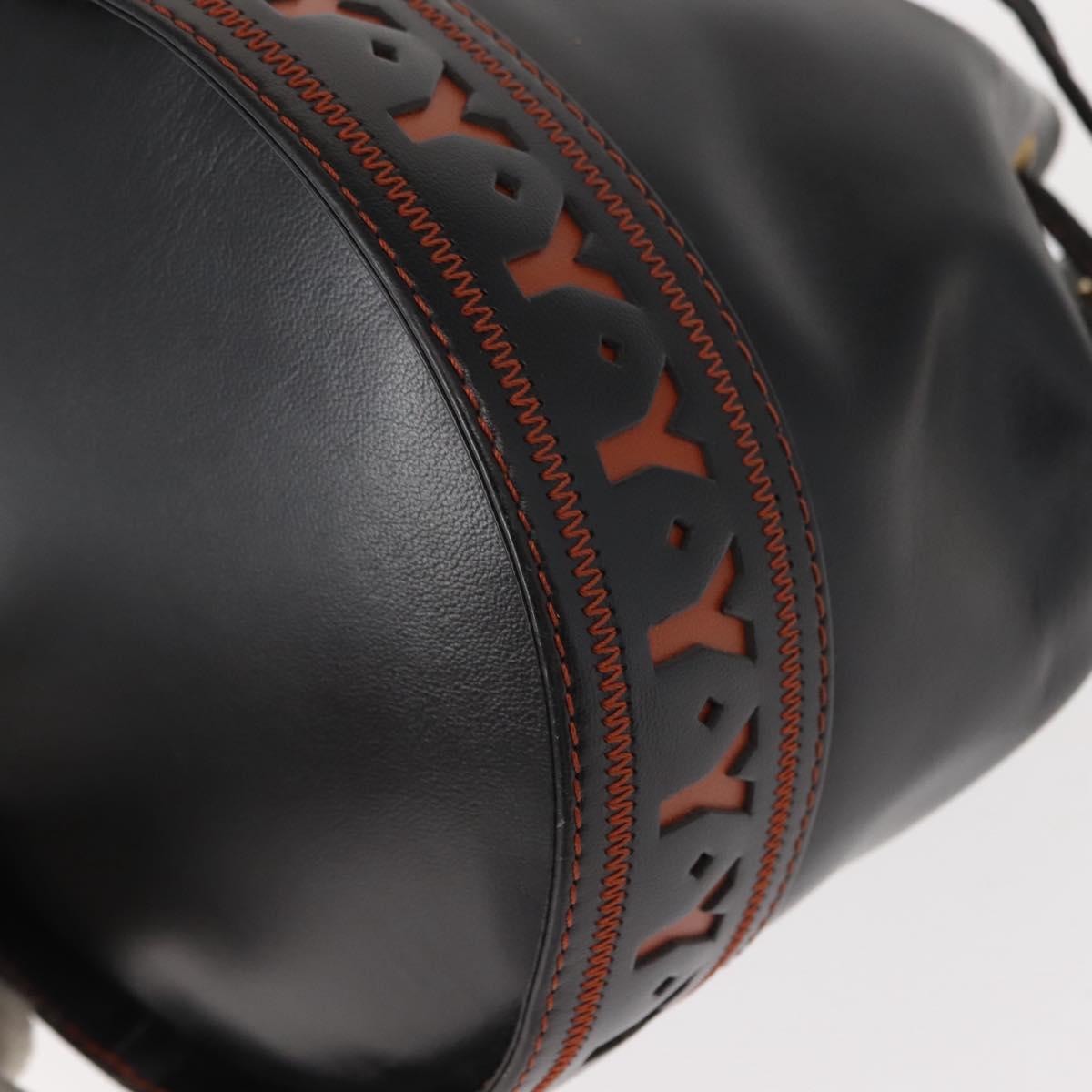 SAINT LAURENT Y Motif Shoulder Bag Leather Black Gold Auth 149413