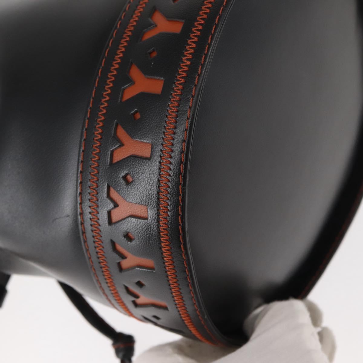 SAINT LAURENT Y Motif Shoulder Bag Leather Black Gold Auth 149413