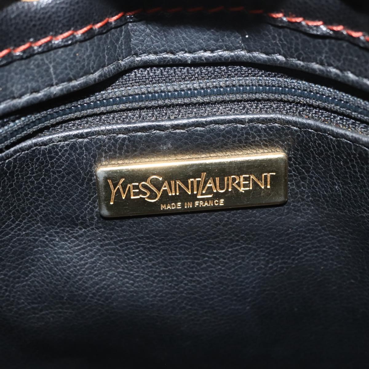 SAINT LAURENT Y Motif Shoulder Bag Leather Black Gold Auth 149413