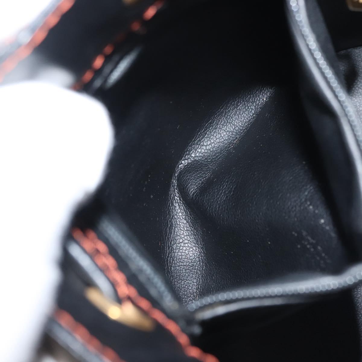 SAINT LAURENT Y Motif Shoulder Bag Leather Black Gold Auth 149413