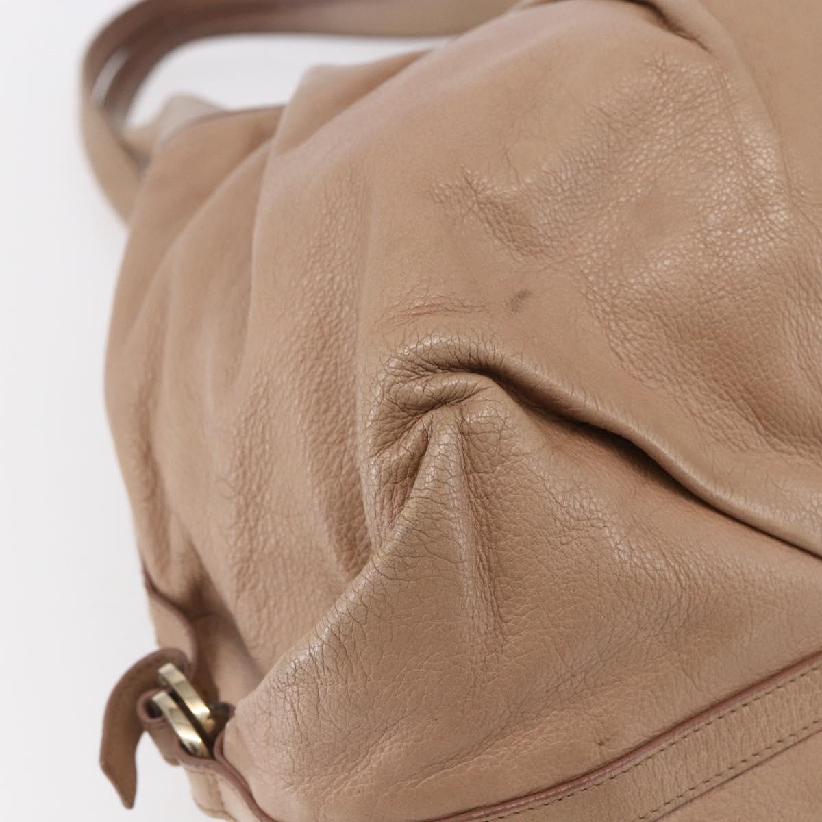 BVLGARI Chandra Shoulder Bag Leather Beige Gold Auth 149419