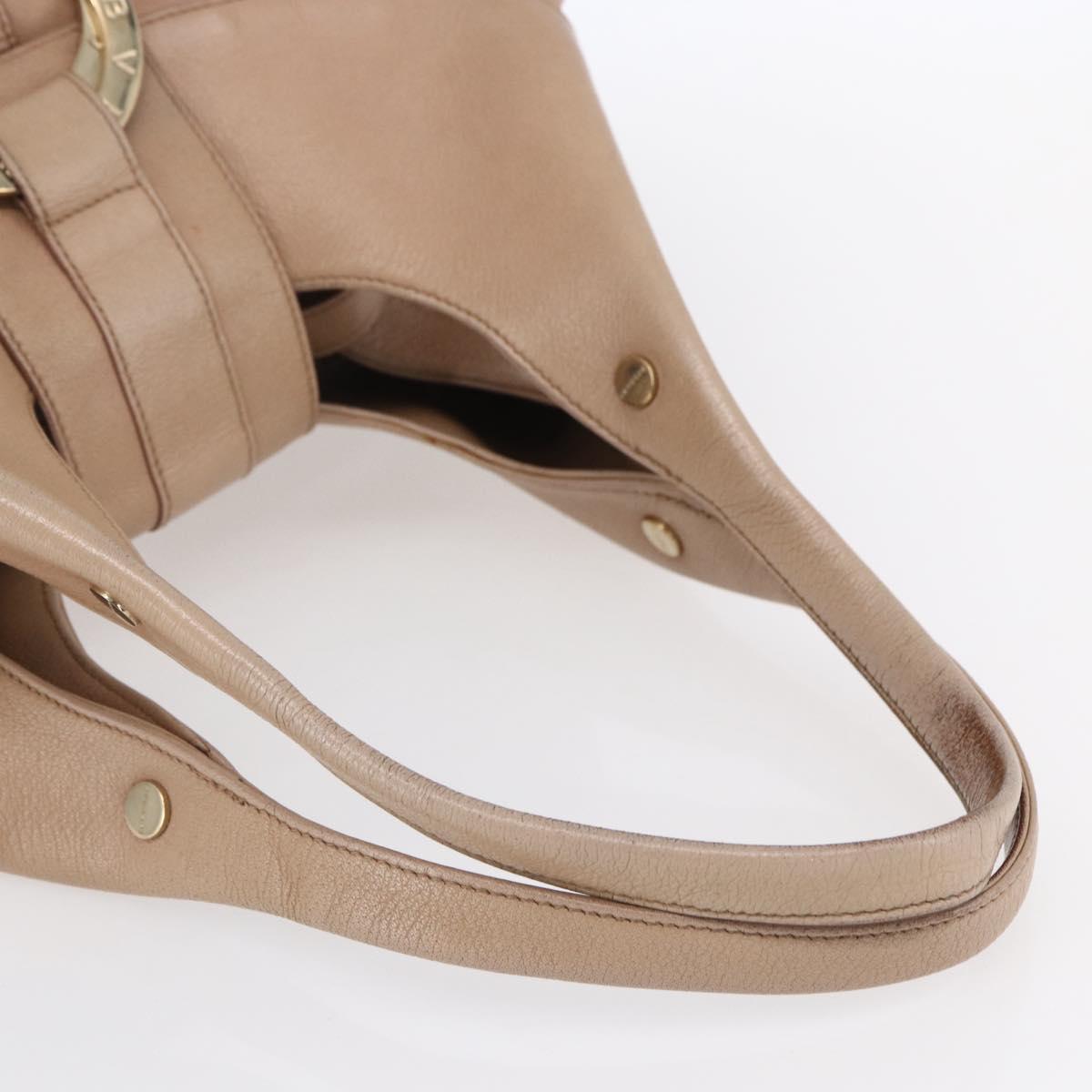 BVLGARI Chandra Shoulder Bag Leather Beige Gold Auth 149419