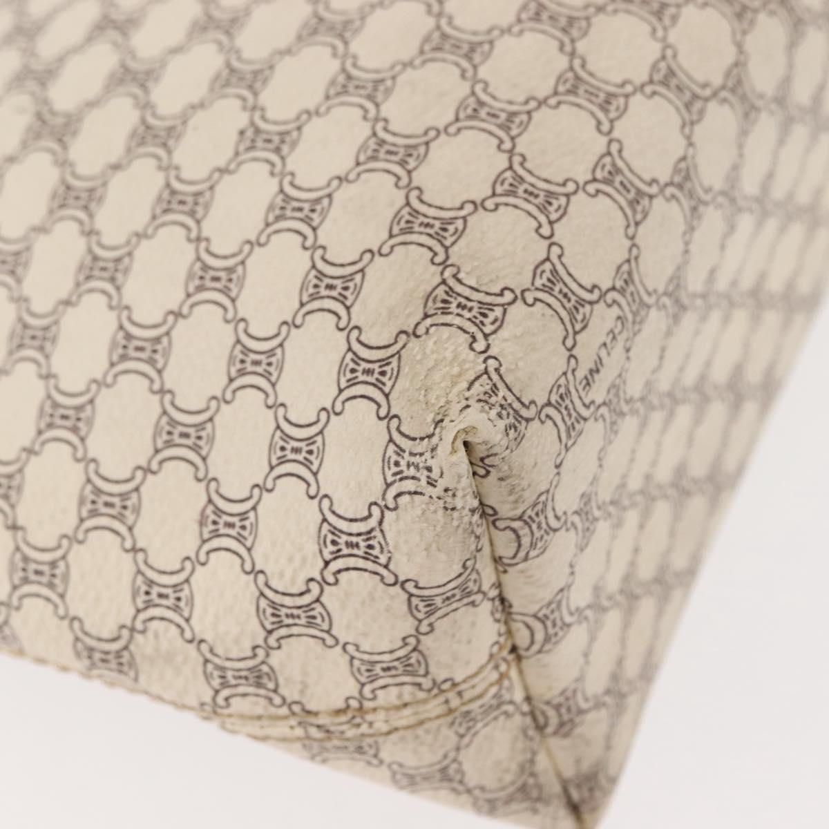 CELINE Macadam Canvas Tote Bag PVC Leather White Gold Auth 149420