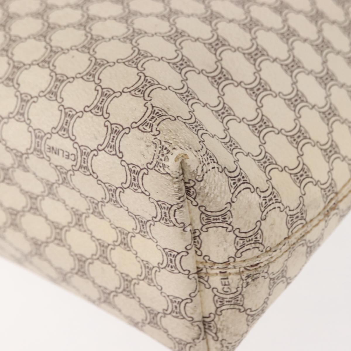 CELINE Macadam Canvas Tote Bag PVC Leather White Gold Auth 149420