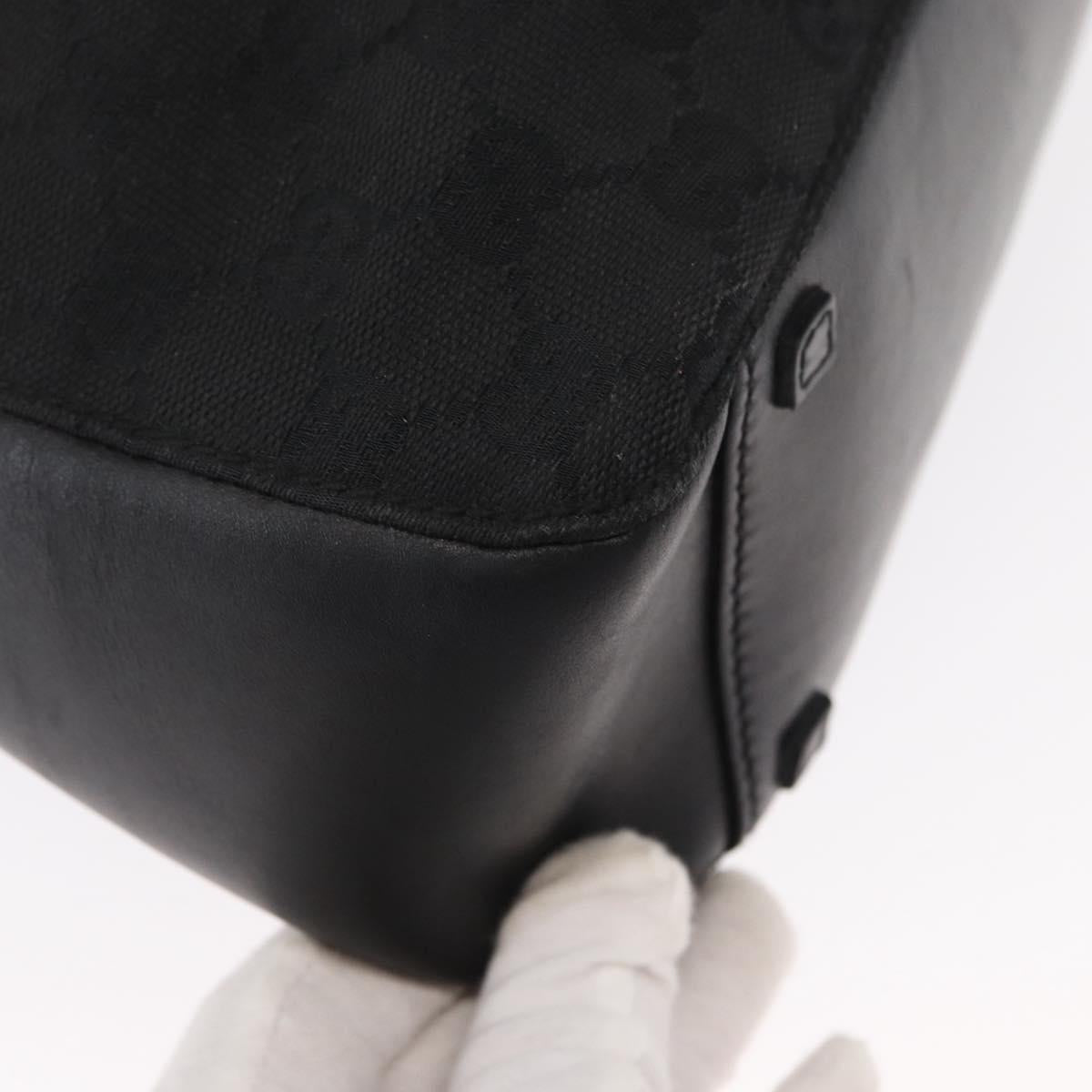 GUCCI GG Canvas Hand Bag Black Silver 94898 Auth 149421