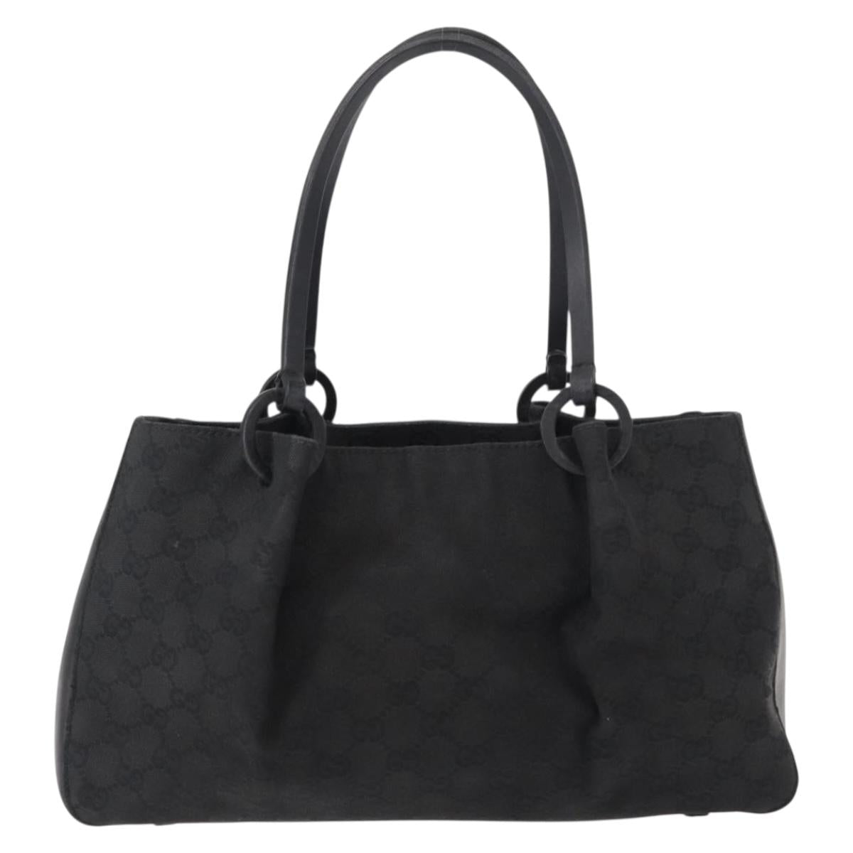 GUCCI GG Canvas Hand Bag Black Silver 94898 Auth 149421