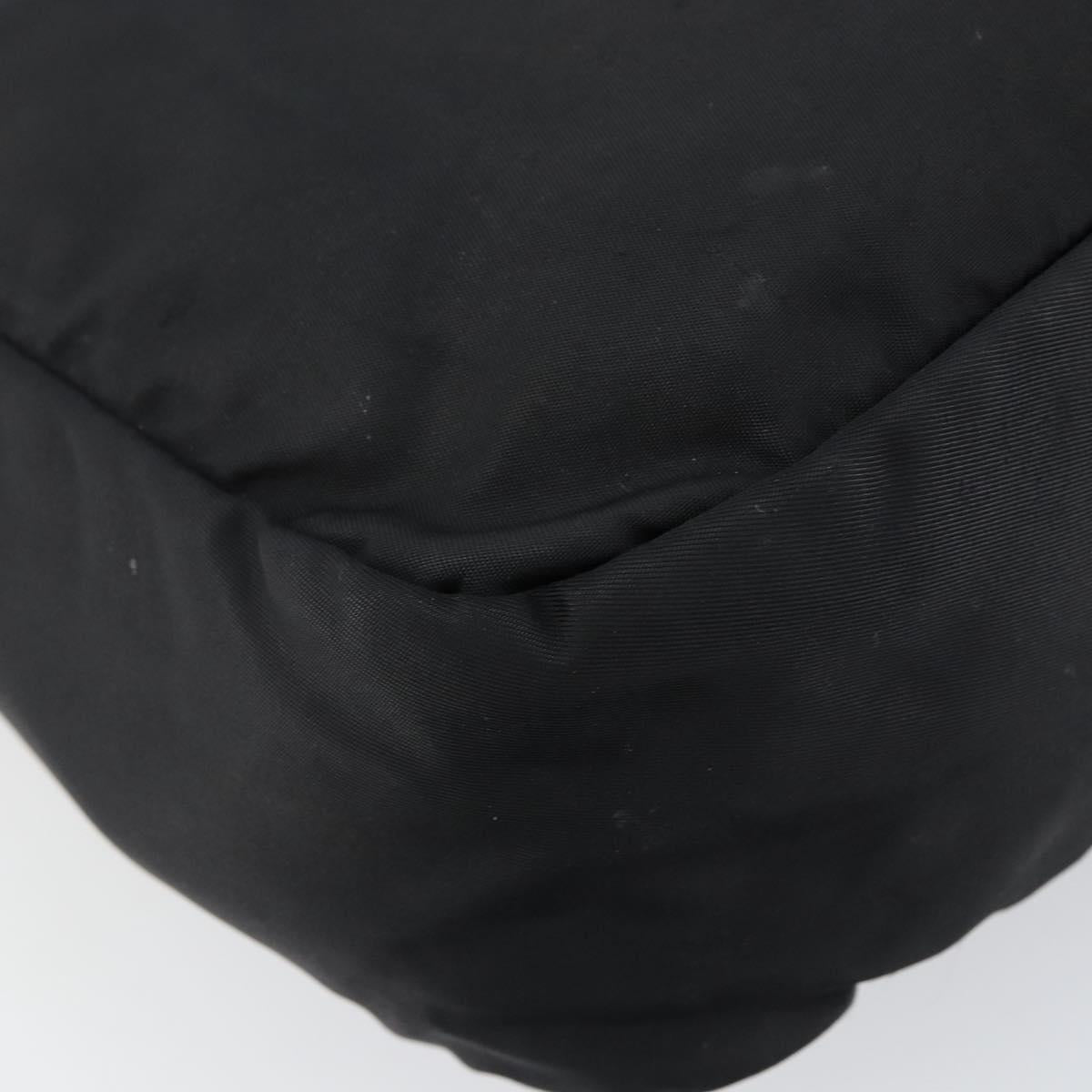 PRADA Shoulder Bag Nylon Black Silver Auth 149424