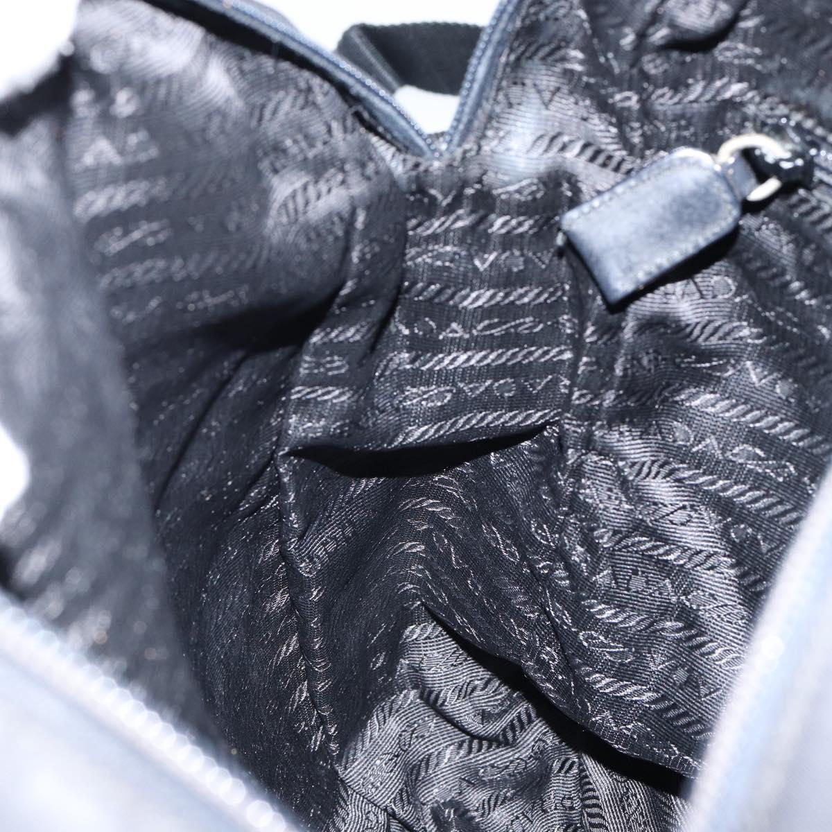 PRADA Shoulder Bag Nylon Black Silver Auth 149424