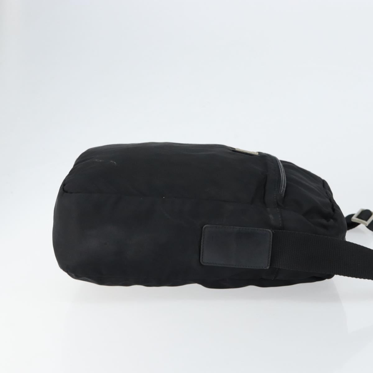 PRADA Shoulder Bag Nylon Black Silver Auth 149424