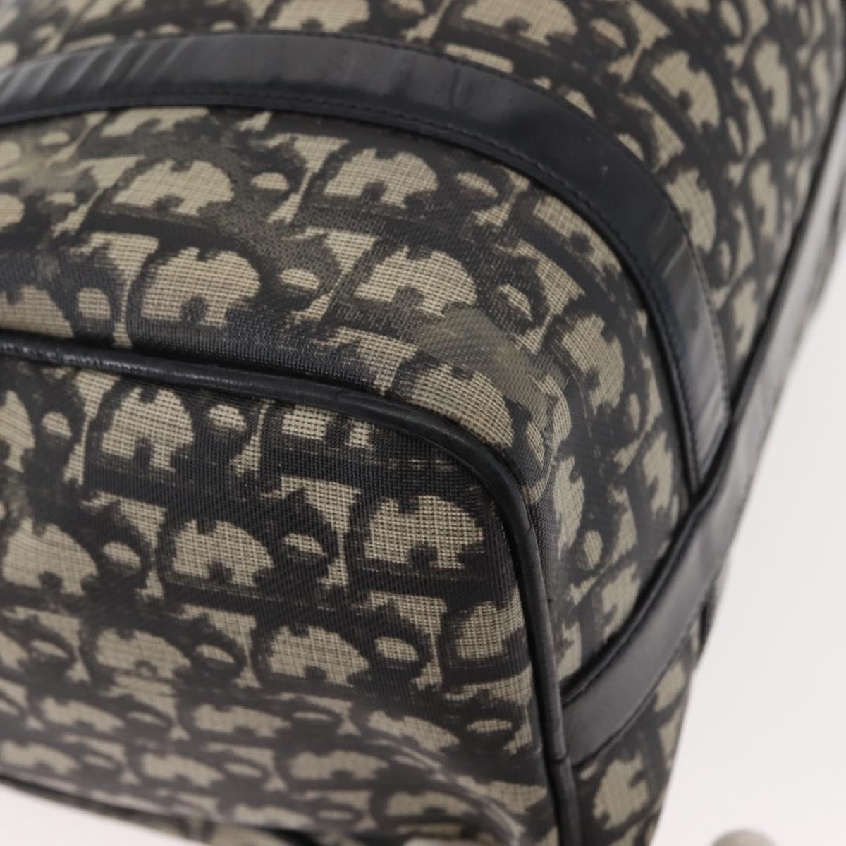 Christian Dior Trotter Canvas Hand Bag PVC Black Gold Auth 149434